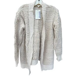 NWT Life is Beautiful  size L/XL cream and oatmeal open front cardigan